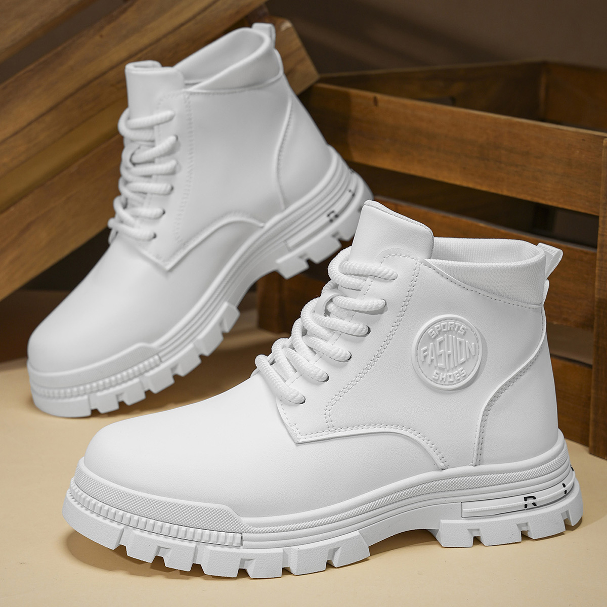 Fashion Men'S Boots - Botas de motocicleta brancas elegantes para