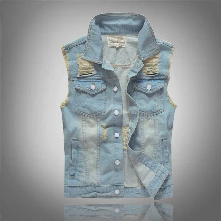 Men'S Fashion Vest With Jeans - Primavera outono nova moda masculina lavada