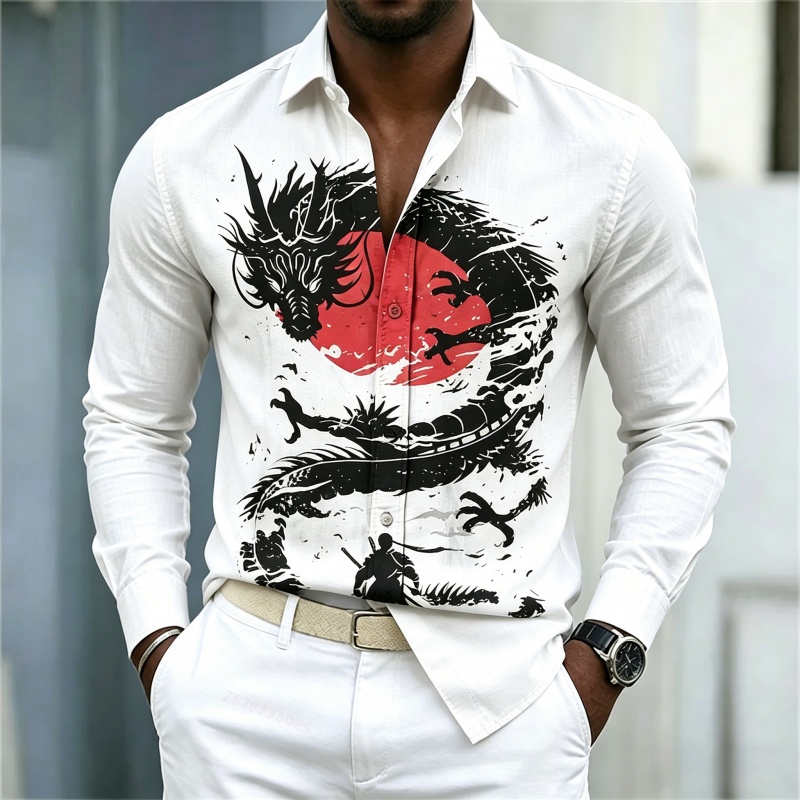Mens Fashion Wear - Camisa Masculina Nova 2026 Branca, Preta