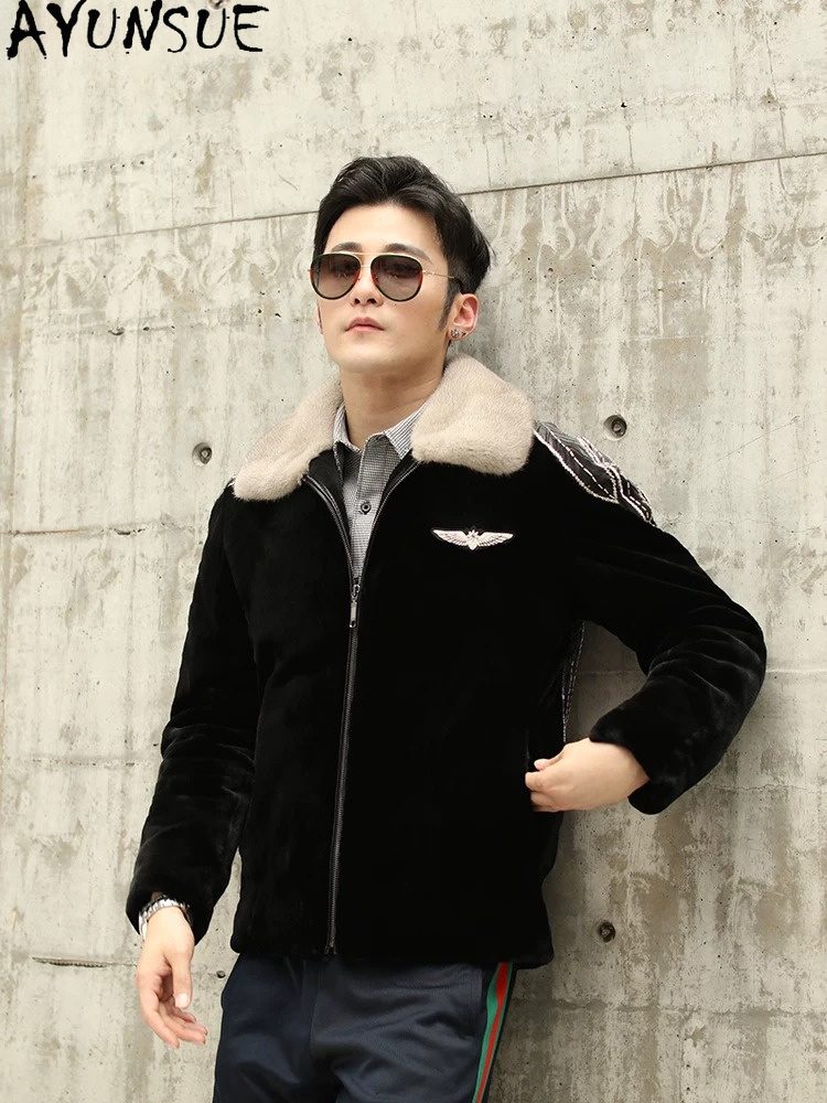 Men'S Fashion Zipper Jacket - Casaco de Visom Natural AYUSNUE para