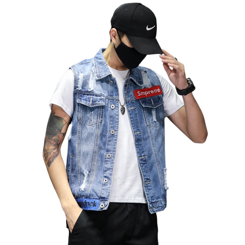 Men'S Fashion Vest With Jeans - Nova moda masculina azul denim coletes