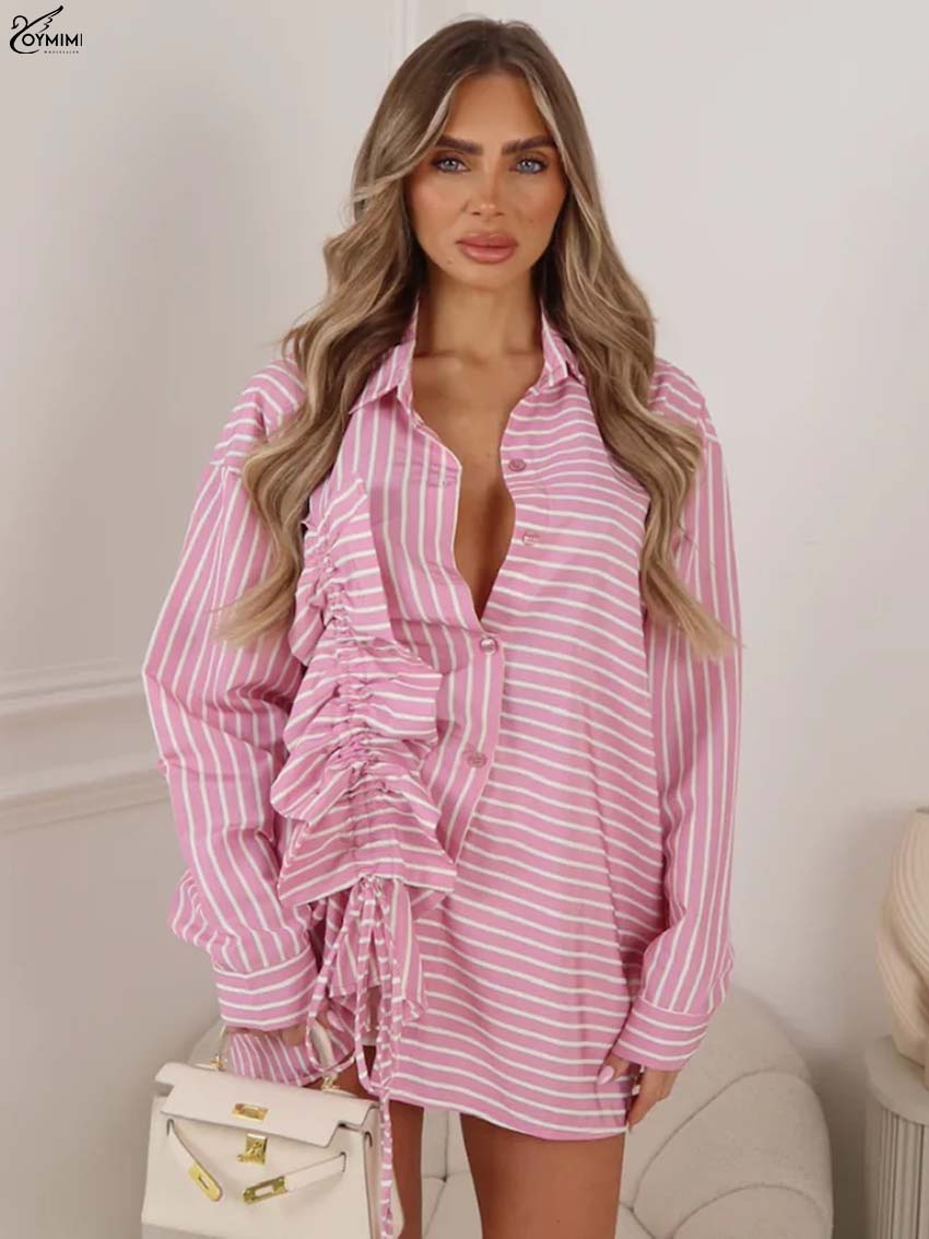 Men'S Fashion Pink Shirt - Blusas Femininas Oymimi Fashion com Estampa