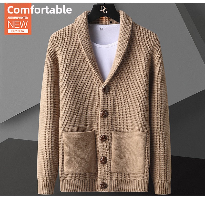 Men Fashion Korean Style - Jaqueta de Tricô de Luxo de