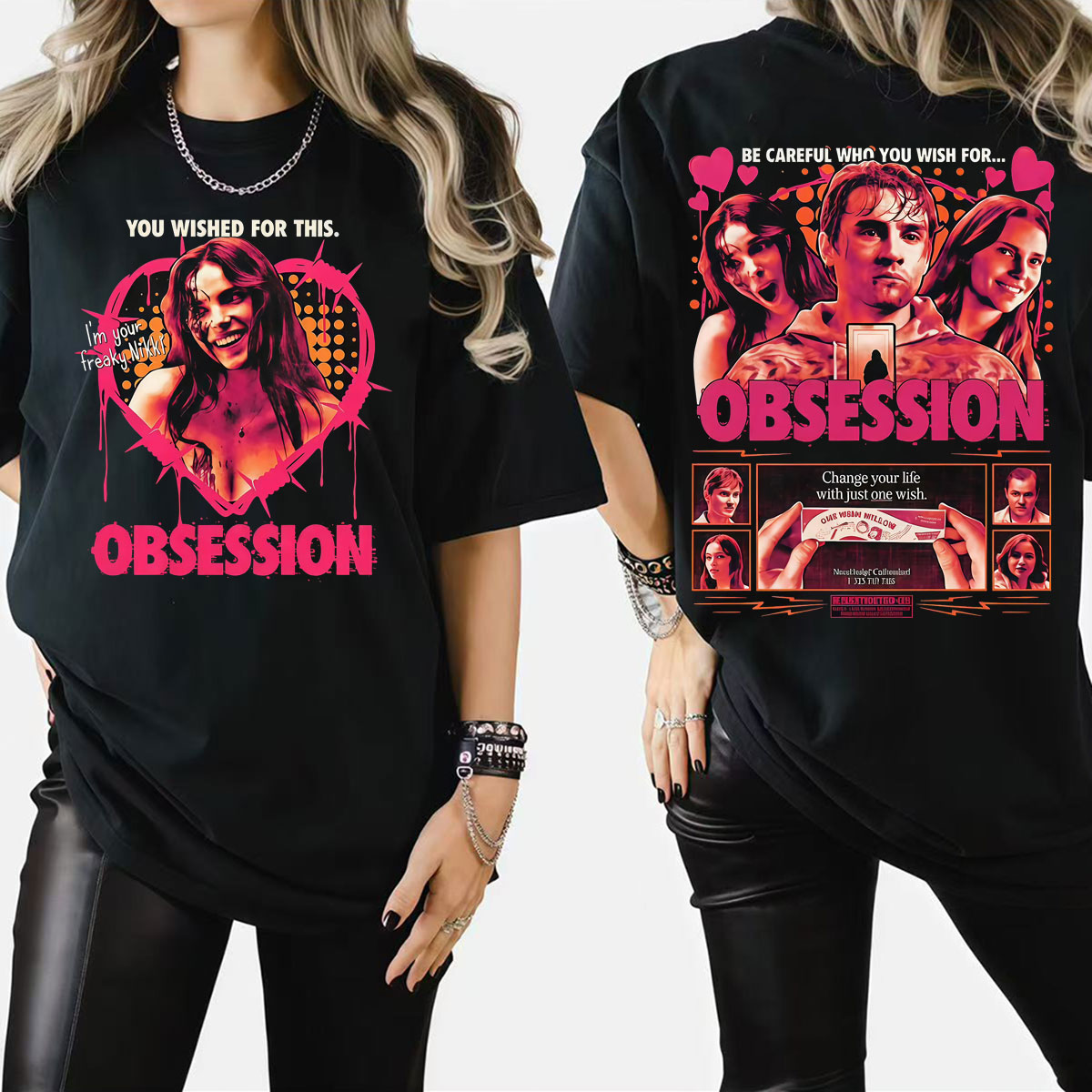Men'S Fashion Pink Shirt - Camiseta One Wish Willow Obsession Horror