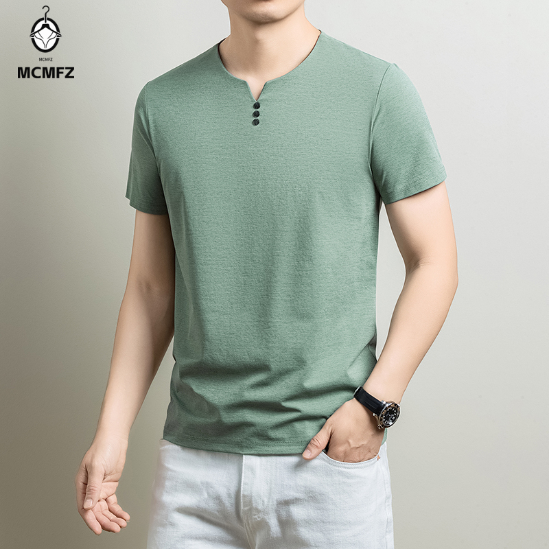 Men'S Fashion Undershirt - Camiseta Henley Básica Masculina Confortável em