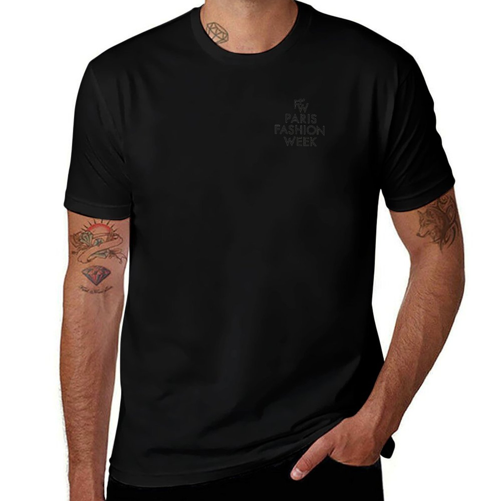 Men'S Paris Fashion Week - Camiseta Básica de Manga Curta em