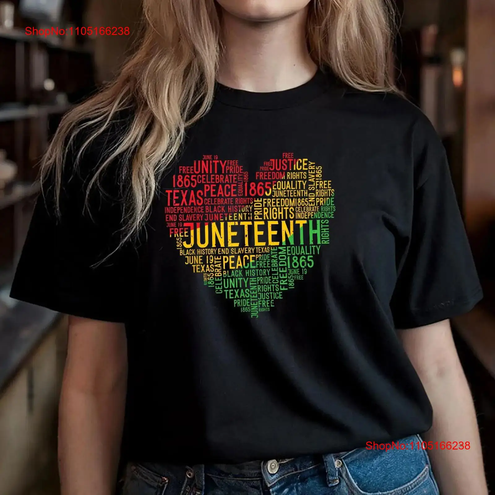Men'S Fashion History - Juneteenth coração t camisa história negra