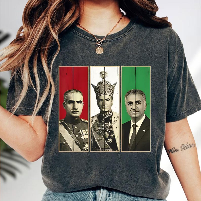 Men'S Fashion History - Camiseta com retrato de Mohammad Reza