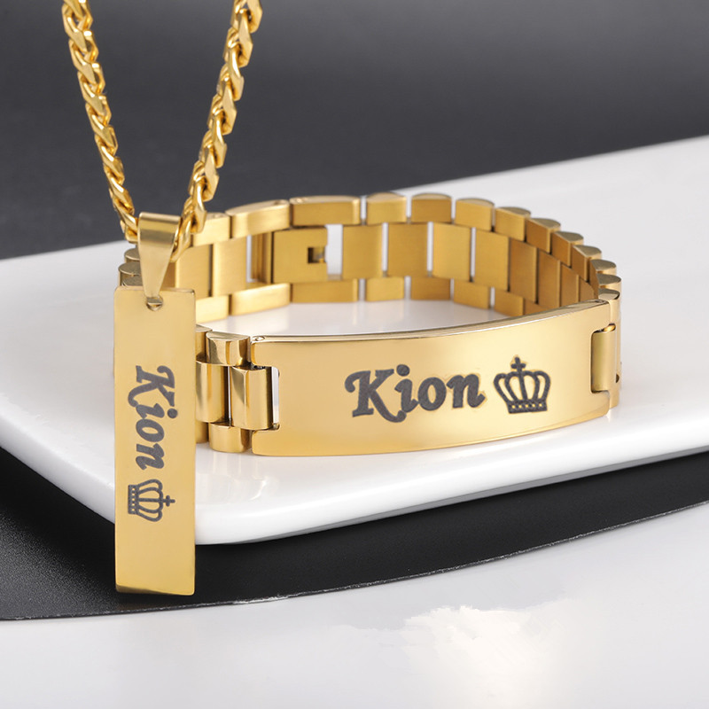 Men'S Fashion Jewelry Bracelets - Colar com nome personalizado masculino, conjunto