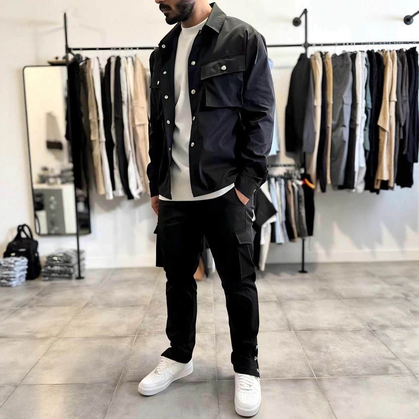 Men'S Fashion Zipper Jacket - Conjunto de Calças e Jaqueta Masculina