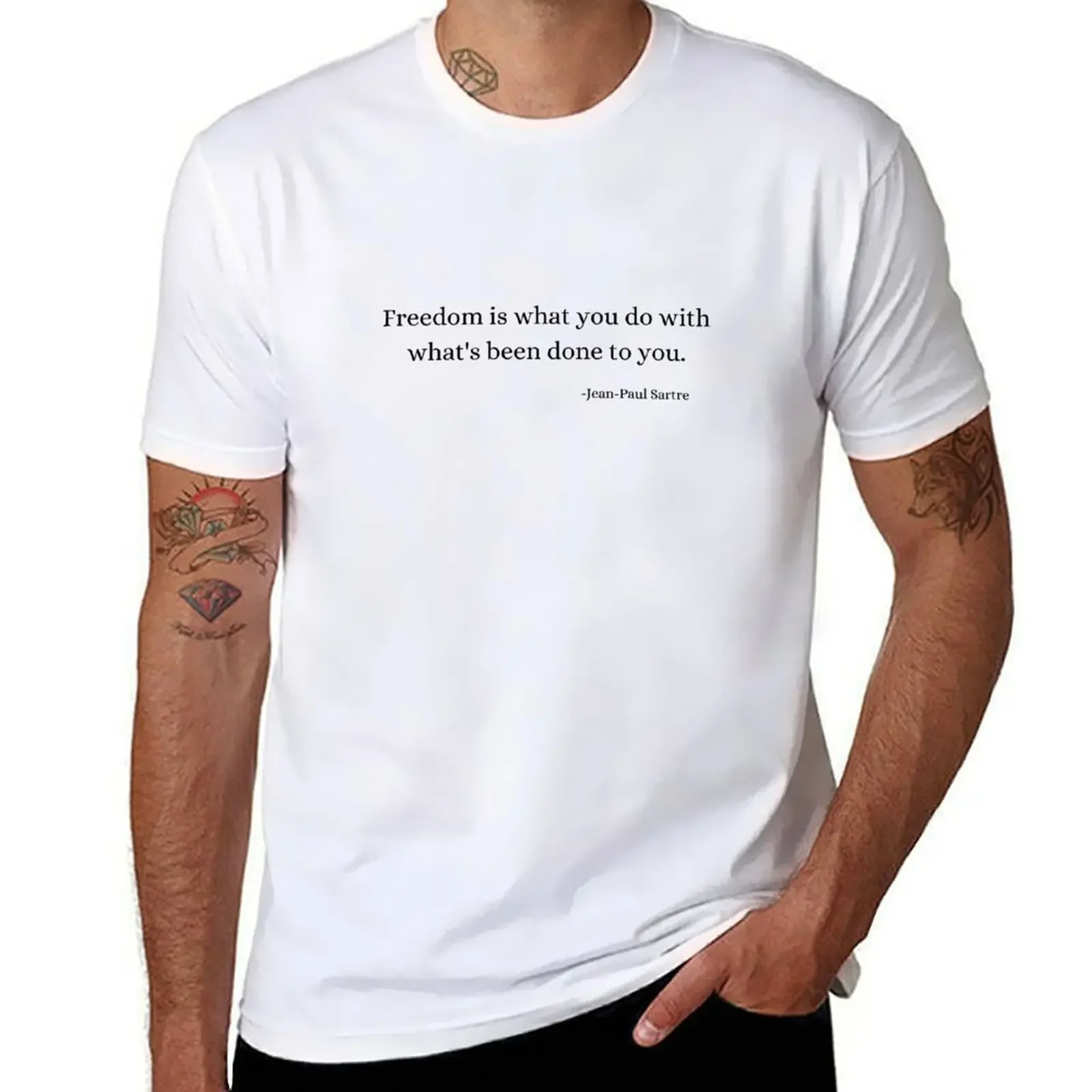 Men'S Fashion History - História Filosofia Citações: Jean-Paul Sartre Camiseta