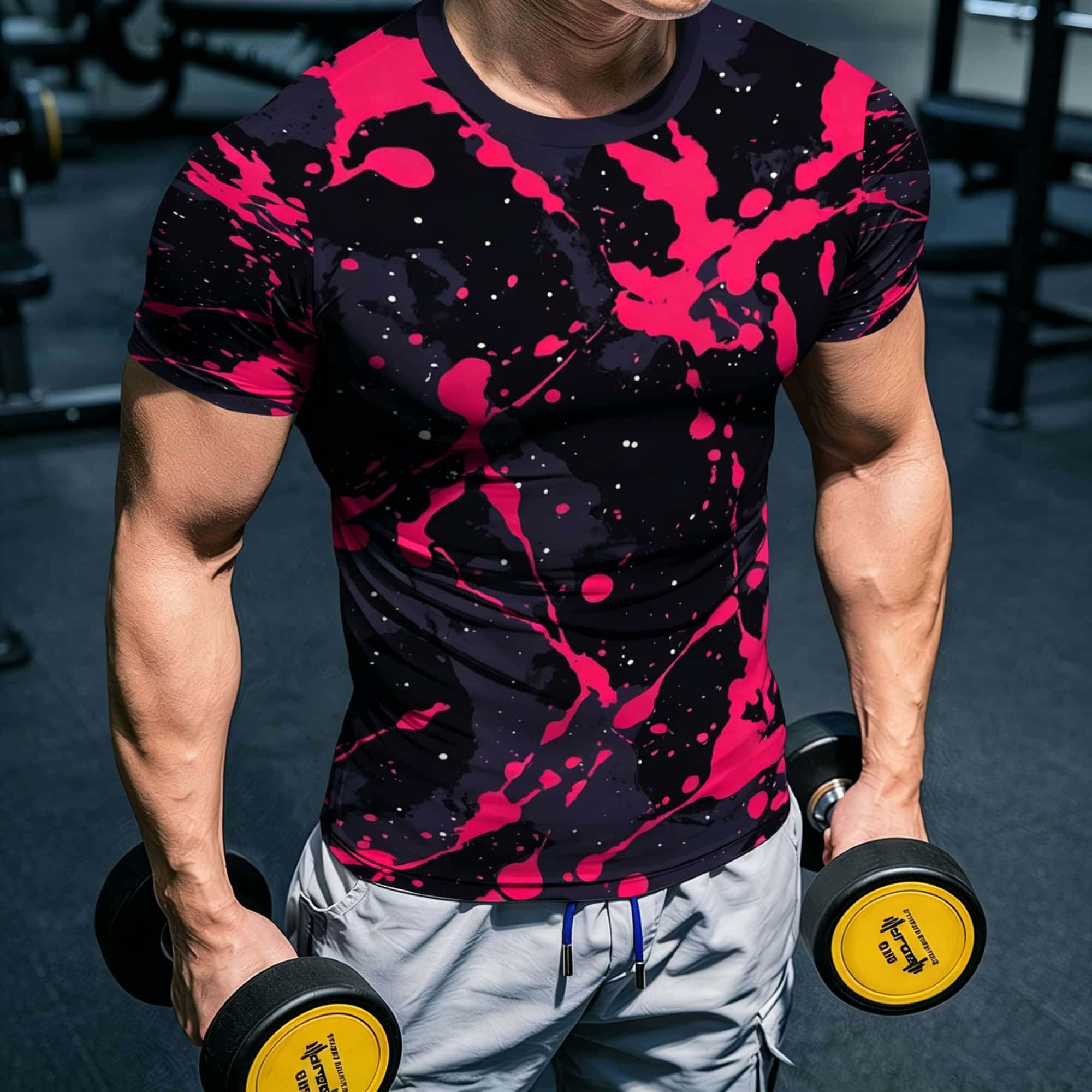 Camiseta de Manga Curta Hip Ho - Men'S Fashion Pink Shirt avaliação e preço