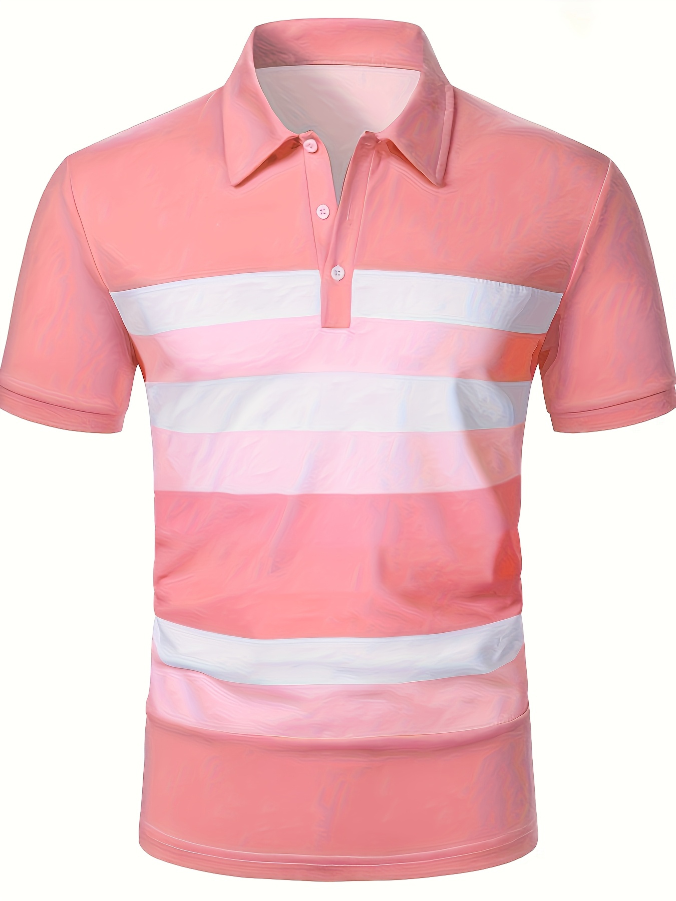 Camisa Masculina de Manga Curt - Men'S Fashion Pink Shirt avaliação e preço