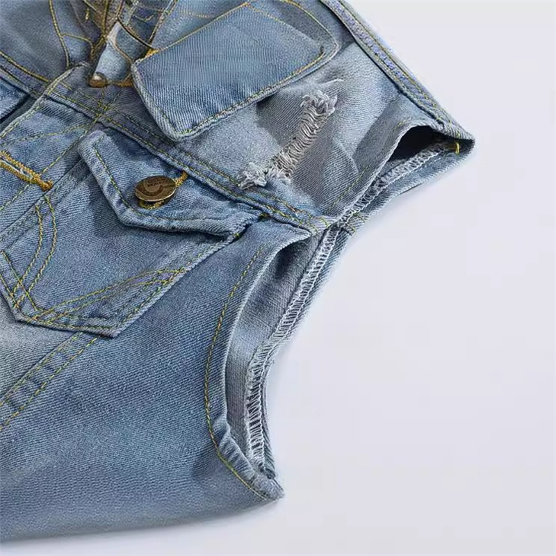 Colete jeans rasgado masculino - Men'S Fashion Vest With Jeans avaliação e preço