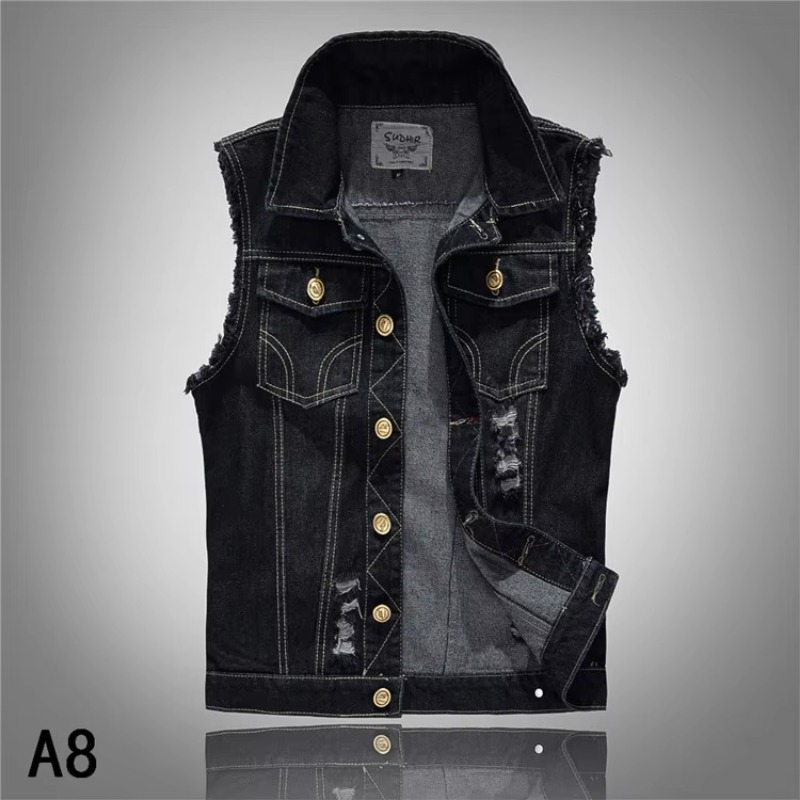 Homens coletes jeans finos col - Men'S Fashion Vest With Jeans avaliação e preço