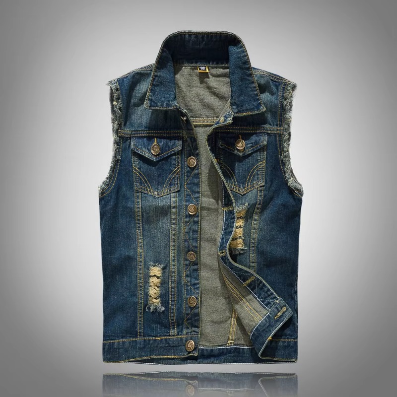Homens coletes jeans finos col - Men'S Fashion Vest With Jeans avaliação e preço