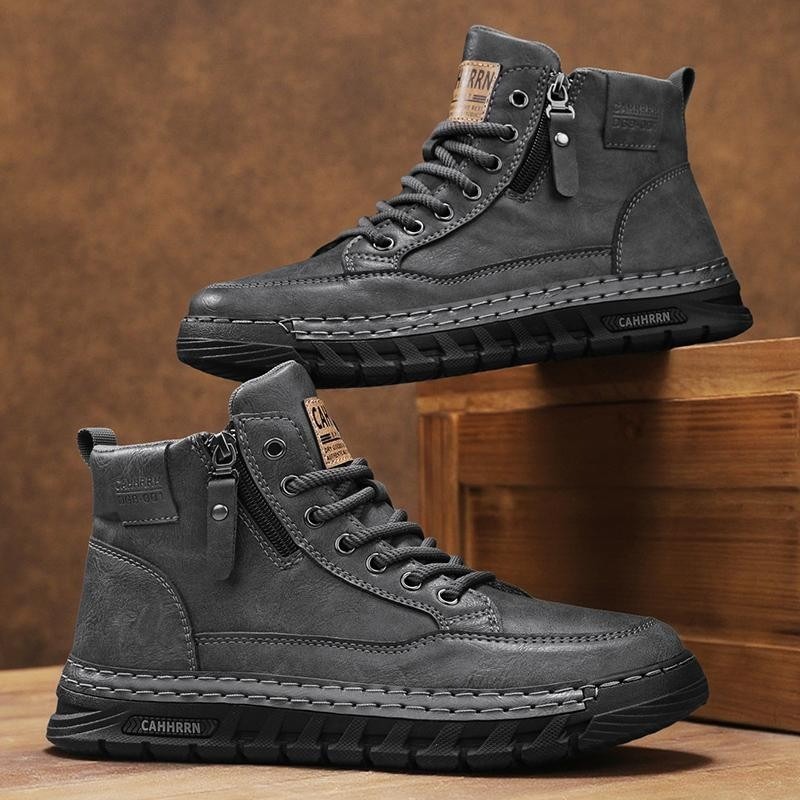 Botas masculinas de couro de c - Fashion Men'S Boots avaliação e preço