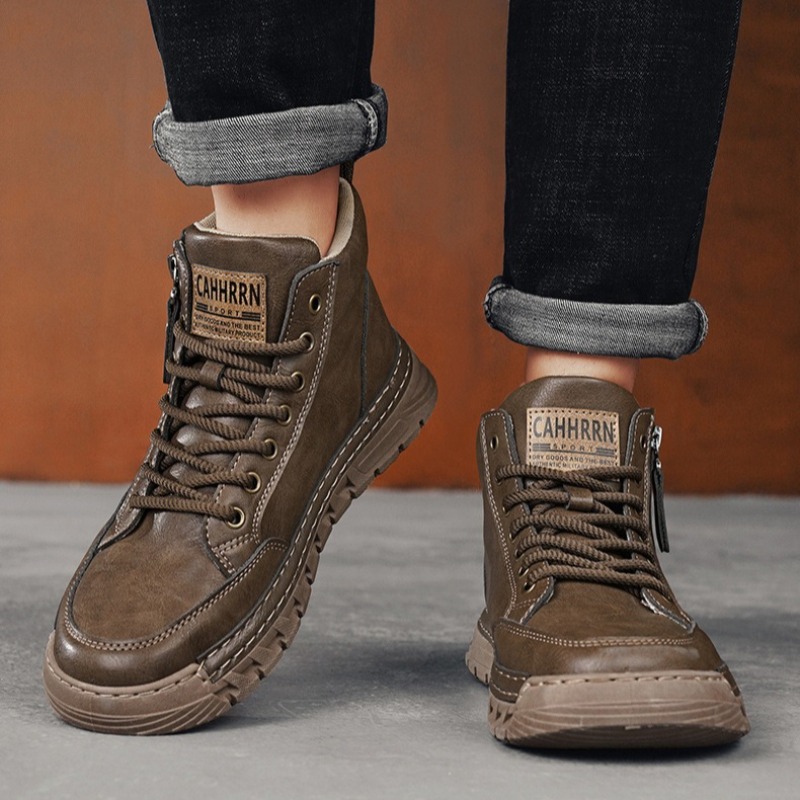 Botas masculinas de couro de c - Fashion Men'S Boots avaliação e preço