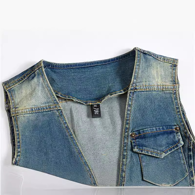 Primavera outono nova moda mas - Men'S Fashion Vest With Jeans avaliação e preço