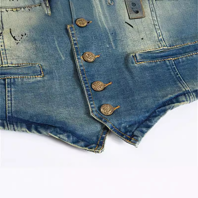 Primavera outono nova moda mas - Men'S Fashion Vest With Jeans avaliação e preço