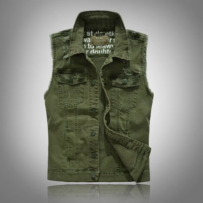 Homens Slim Denim Coletes Jaqu - Men'S Fashion Vest With Jeans avaliação e preço