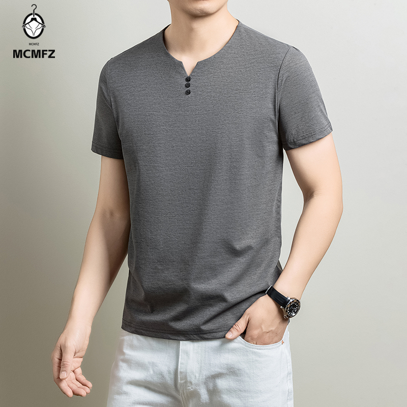 Camiseta Henley Básica Masculi - Men'S Fashion Undershirt avaliação e preço