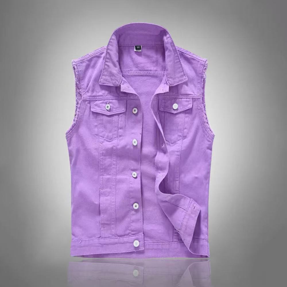 Novos Coletes de Jeans Casuais - Men'S Fashion Vest With Jeans avaliação e preço