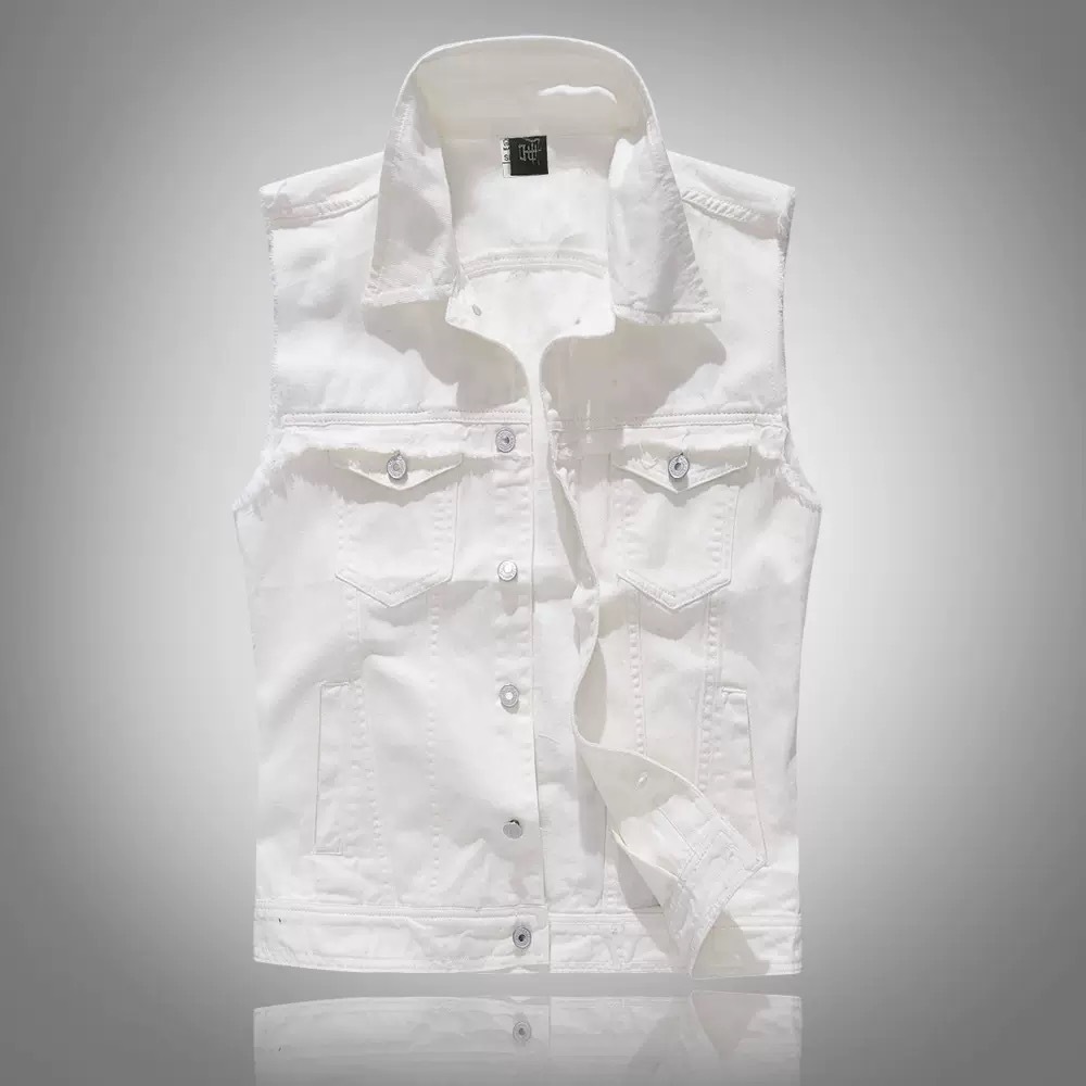 Novos Coletes de Jeans Casuais - Men'S Fashion Vest With Jeans avaliação e preço