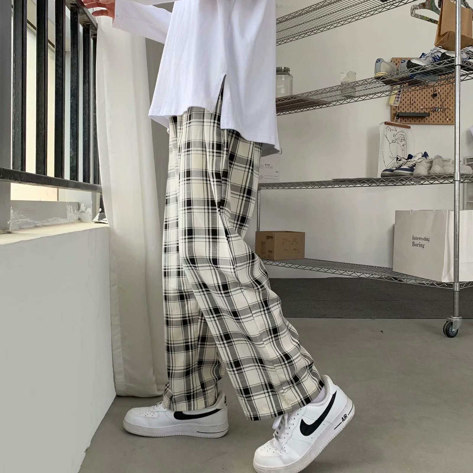 Calças xadrez masculinas estil - Men Fashion Korean Style avaliação e preço