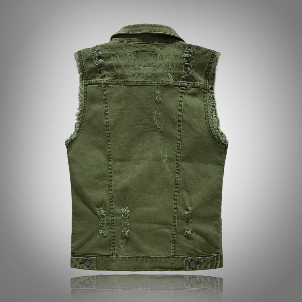 Novos Coletes de Jeans Verdes  - Men'S Fashion Vest With Jeans avaliação e preço