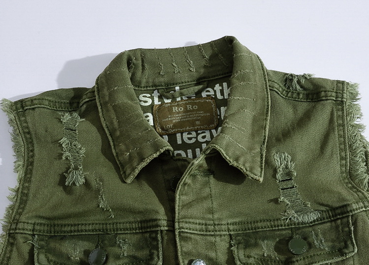 Novos Coletes de Jeans Verdes  - Men'S Fashion Vest With Jeans avaliação e preço