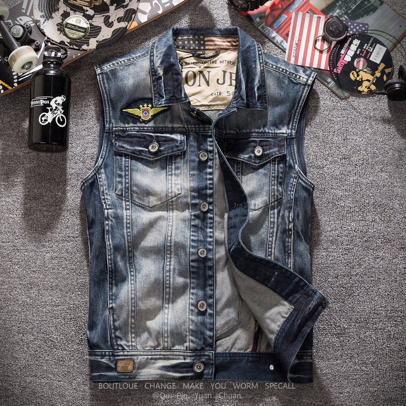 Novas Coletes de Jeans Retro C - Men'S Fashion Vest With Jeans avaliação e preço