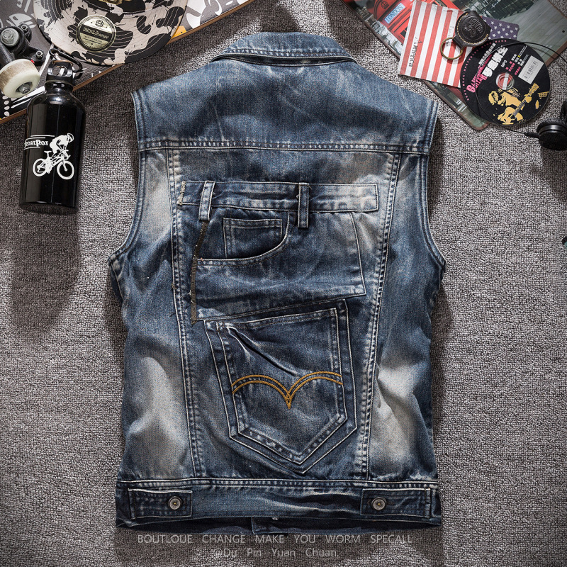 Novas Coletes de Jeans Retro C - Men'S Fashion Vest With Jeans avaliação e preço