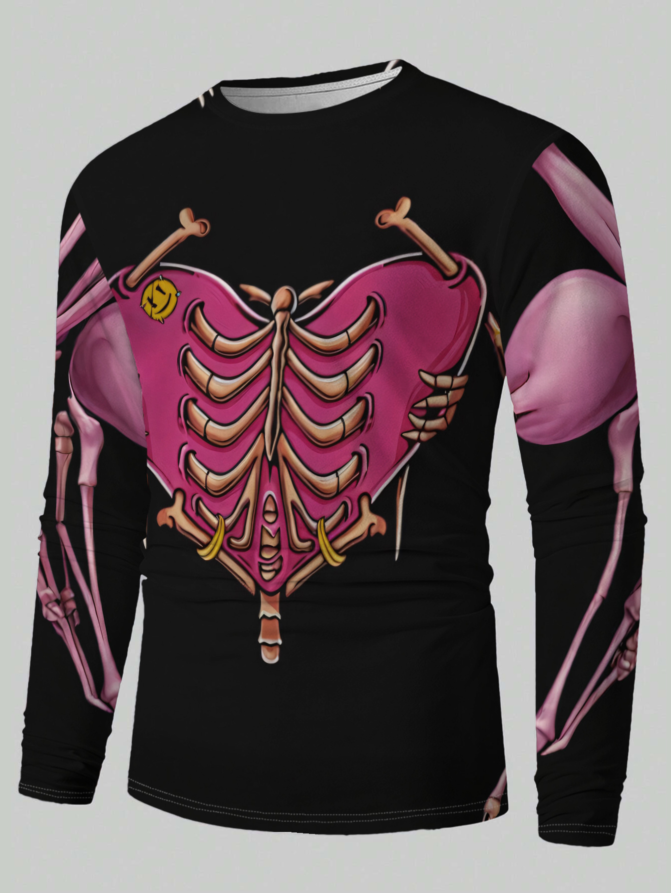 Camiseta Masculina de Manga Lo - Men'S Fashion Pink Shirt avaliação e preço